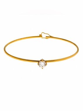 Gold-Tone Solitaire-Style Bangle Bracelet